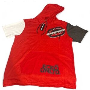Ecko Unlimited Red and white Mens Hoodie T-Shirt